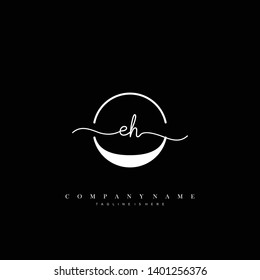 EH initial handwriting logo template vector