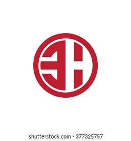 EH initial letters circle business logo red