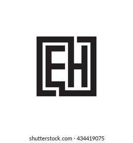 EH initial letters looping linked square monogram logo