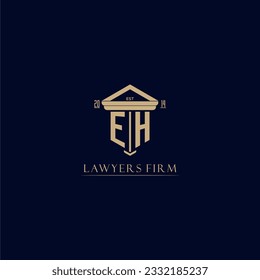 EH initial monogram lawfirm logo with pillar design