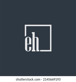 EH initial monogram logo with rectangle style dsign