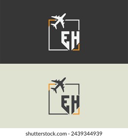 EH initial monogram logo with square style design.