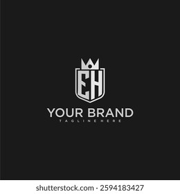 EH initial monogram shield and crown vector image