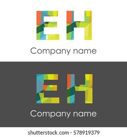 EH letter abstract mosaic shape icon colorful
