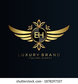 EH Letter Initial with Royal Template.elegant with crown logo vector, Creative Lettering Logo Vector Illustration.