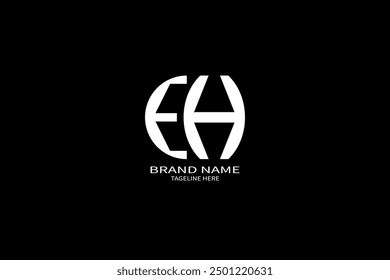 EH letter logo creative design. EH unique design. EH letter logo design on black background.