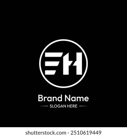 EH Letter Logo Design. Black Background.