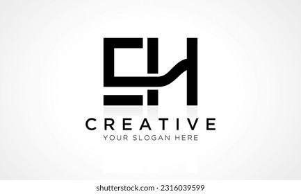 EH Letter Logo Design Vector Template. Alphabet Initial Letter EH Logo Design With Glossy Reflection Business Illustration.