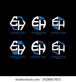 Conjunto de logotipo de la letra EH design.EH monograma poligonal y vector de forma circular. EH diseño único.
