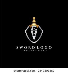 EH carta monograma de luxo para escudo e espada estilo imagem