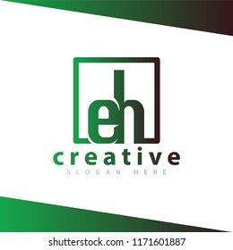 eh letter in square logo vector Template