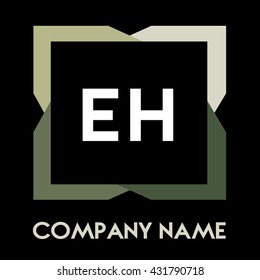 EH letters business logo creative  icon design template elements in abstract background logo, design identity in square with four colors, modern alphabet letters