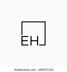 EH Logo design with square frame line art. business consulting concept. studio,room,group icon - vector