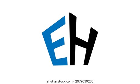 eh logo design with white background. Polygon shape eh logo design. eh business logo desgin. Blue black letter logo design.
