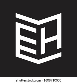 EH Logo Emblem Monogram With Shield Style Design Template Isolated On Black Background