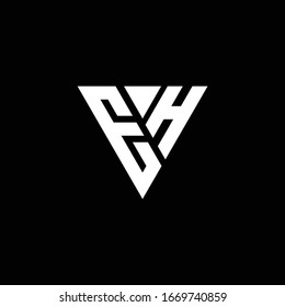 EH Logo letter monogram with triangle shape design template isolated on black background