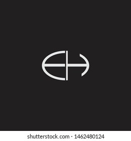 EH Logo letter oval monogram design template with black and white colors