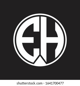 EH Logo monogram circle with piece ribbon style on black background