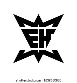 EH Logo monogram with crown up down side design template on white background