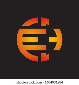 EH Logo monogram with cutting line style isolated on colors
