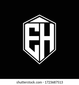 Monograma del logotipo EH con combinación de trineo de forma emblemática en la plantilla de diseño superior
