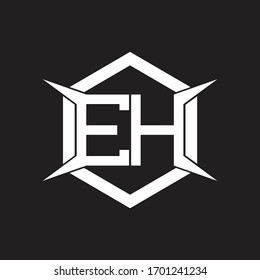 EH Logo monogram with hexagon and four taper shape design template