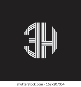 EH Logo monogram with outline style linked isolated on black background