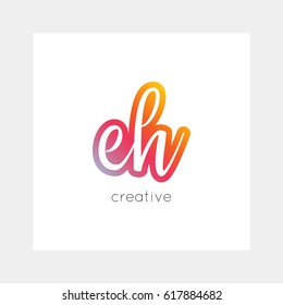 EH logo, vector. Useful as branding symbol, app icon, alphabet element, clip-art.