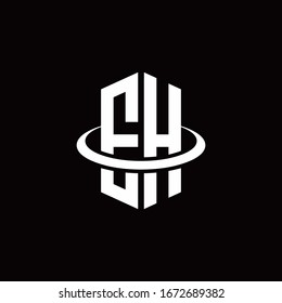 EH-Monogramm-Logo im Hexagon-Stil, umgeben von einem Ring