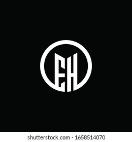 Logotipo monogramo EH aislado con un círculo giratorio