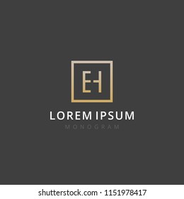 EH. Monogram of Two letters E & H. Luxury, simple, stylish and elegant EH logo design. Vector illustration template.
