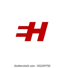 EH negative space letter logo red