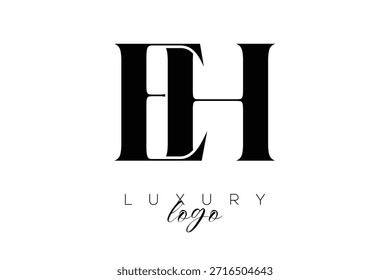 Logotipo de tipografía de monograma de letra EH Serif para una identidad de marca de Premium elegante