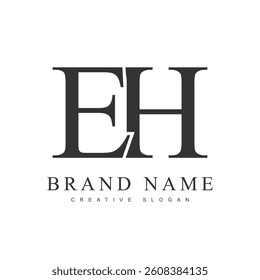 EH trendy logotype template. Initial letter e and h classic font style. Creative logo for company name or identity. Vector illustration.