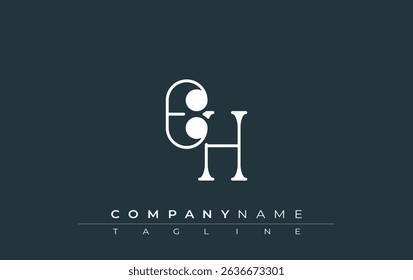 EH Typography Logo Design. Stylish monogram design depiction featuring the letters E and H combined in an artistic signature style, delivering a unique and creative visual representation.