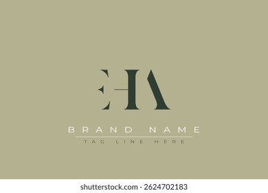 EHA abstrato carta logotipo design. Este logotipo é desenhado por três letras abstratas.