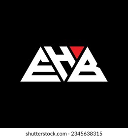 EHB triangle letter logo design with triangle shape. EHB triangle logo design monogram. EHB triangle vector logo template with red color. EHB triangular logo Simple, Elegant, and Luxurious design.