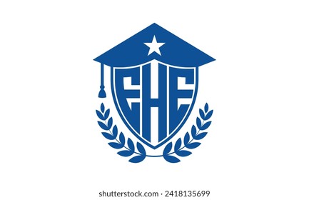 Plantilla vectorial de diseño de logotipo académico de letras iniciales EHE. monograma, resumen, escuela, universidad, universidad, graduación, símbolo, escudo, modelo, instituto, educativo, canter de entrenamiento, tecnología, signo, insignia