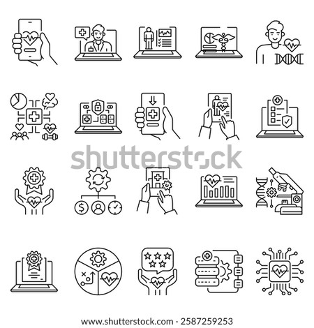 E-health line icon. Vector isolated element. Editable stroke.