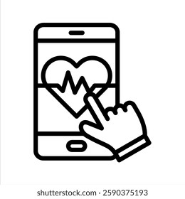 Ehealth Line Vector Illustration On White Background.