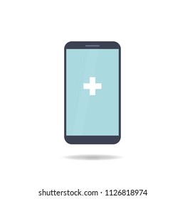 E-health mobile healthcare phone app in vector.