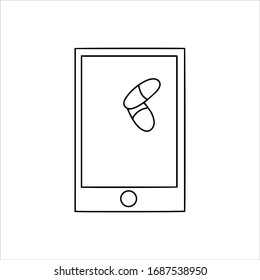e-health vector concept design. vector illustration of pill intake reminder. Vector icon of online health services. Reminder application to take pills. Technological advances in medicine