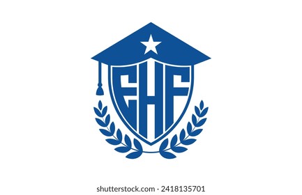 EHF Anfangsbuchstaben akademische Logo Design Vektorvorlage. Monogramm, abstrakte, Schule, Universität, Universität, Graduierung, Symbol, Schild, Modell, Institut, Lehranstalt, Lehrstuhl, Lehrer, Technik, Zeichen, Abzeichen