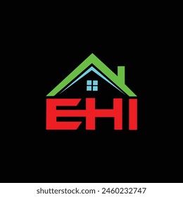 EHI letter logo design with black background