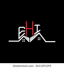 EHI Real State logo design, EHI simple and modern logo. EHI luxurious alphabet design  