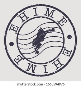 Ehime, Japan Stamp Postal. A Map Silhouette Seal. Passport Round Design. Vector Icon Design Retro Travel.
