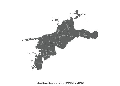 Mapa de Ehime aislado en el fondo blanco.para el diseño anual del sitio web del informe de infografía.