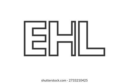 EHL logo design template with strong and modern bold text. Initial based vector logotype featuring simple and minimal typography. Trendy company identity ideal for businesses brand presence.