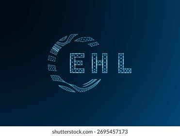 Diseño de Vector de logotipo de letra polivinílica baja EHL. Diseño de logotipo de poliéster inferior de EHL. Diseño de logotipo de poliéster bajo único de EHL.