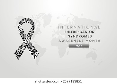 Ehlers Danlos Syndromes cancer awareness month background design with Zebra Colored Black and White silk ribbon